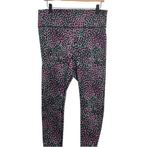 Motion 365 Fabletics Leggings Pink Green Leopard Print Spotted High Rise